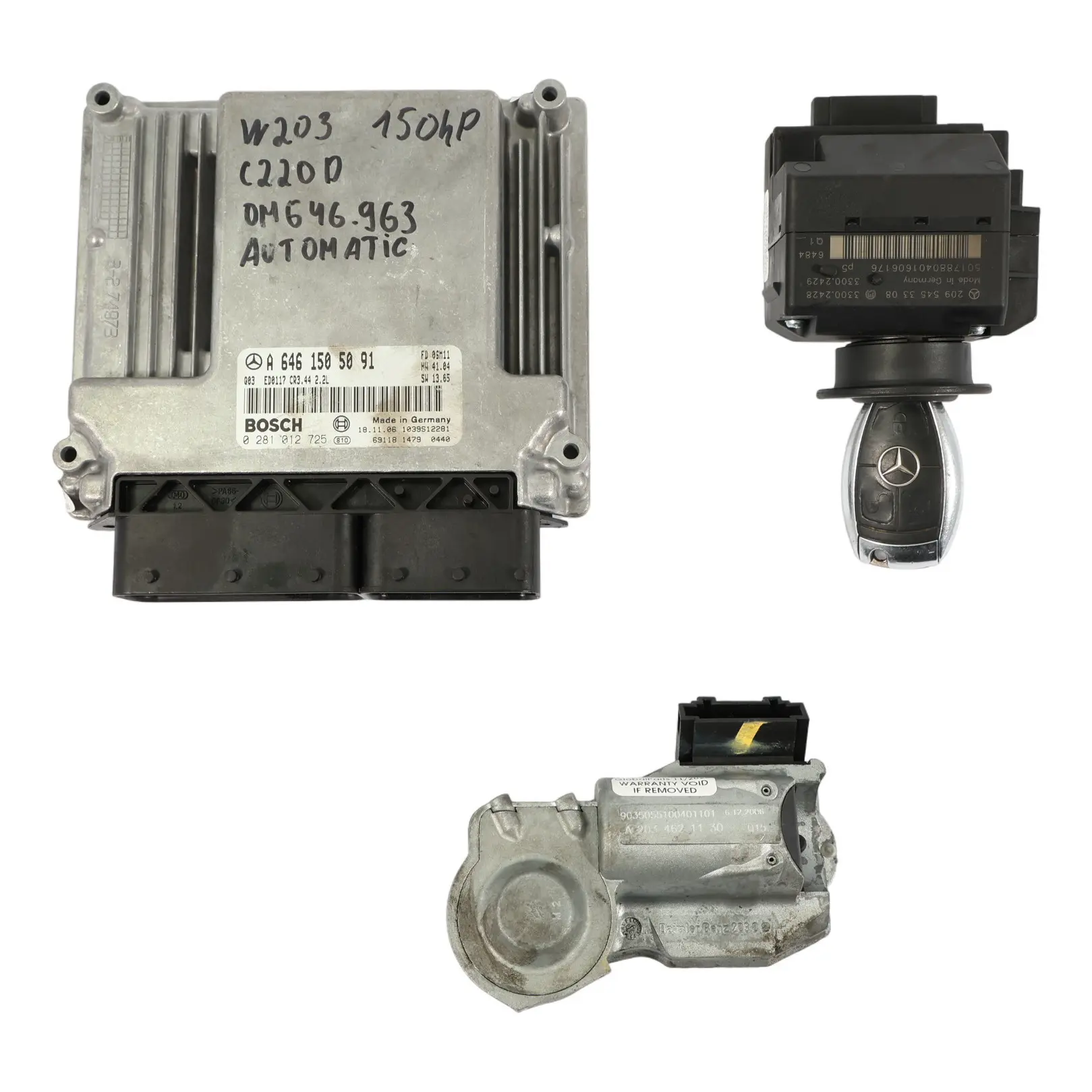 Mercedes W203 C220 CDI 646.963 Kit Calculateur Moteur A6461505091 Automatique