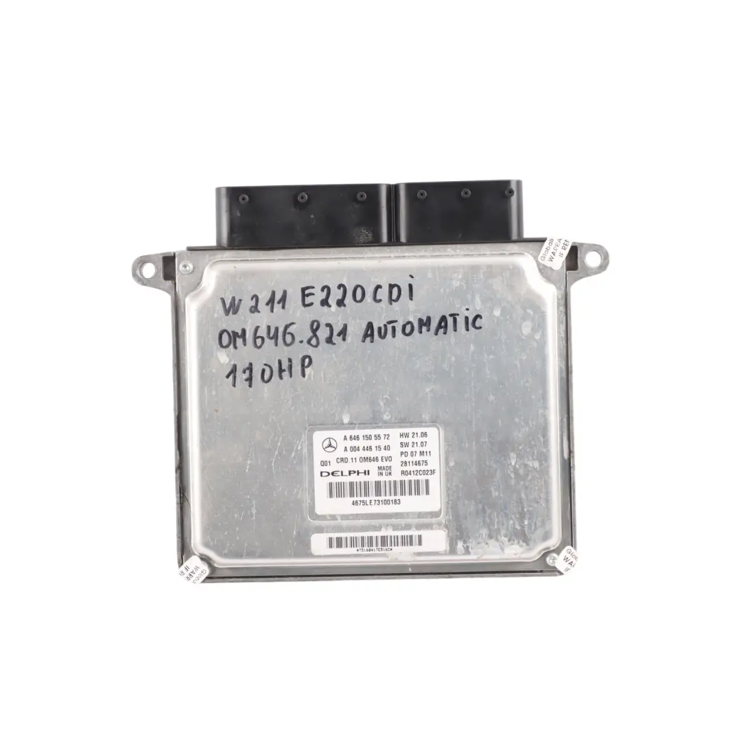 Mercedes W211 E220CDI OM646.821 170HP Engine ECU Kit Automatic - SKU A6461505572-1 - Part number A6461505572
