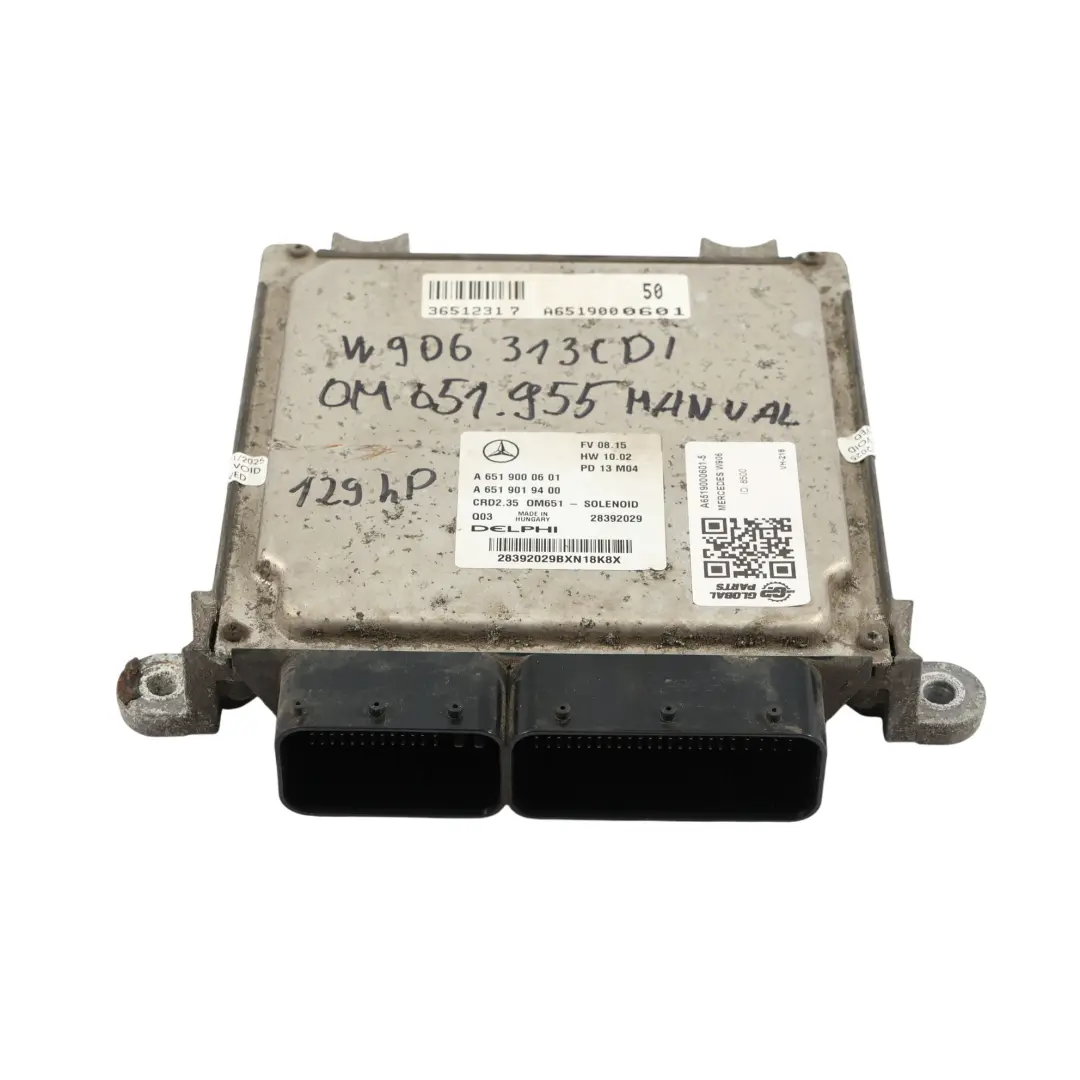 Mercedes W906 313 CDI OM651 129HP Sterownik Silnika ECU Manual - SKU A6519000601-5 - Numer Części A6519000601