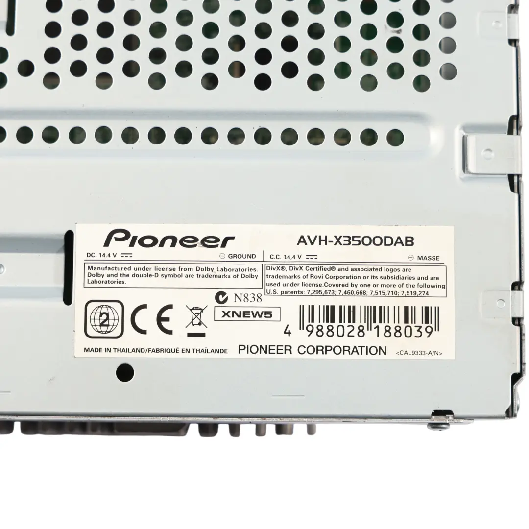  Original Pioneer CD/DVD Bluetooth Upgrade Autoradio - SKU AVH-X3500DAB - Teilenummer AVH-X3500DAB
