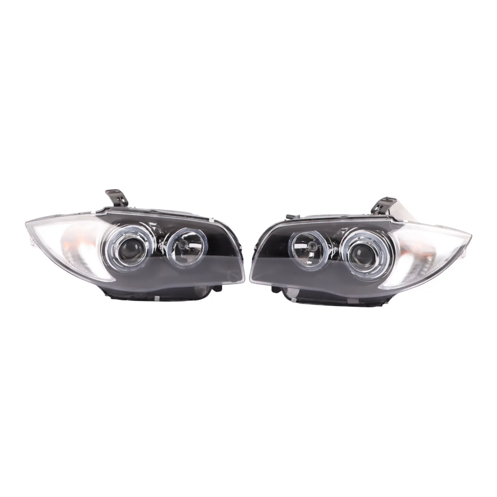 BMW E81 E82 E87 E88 Black Headlights Set Left Right N/O/S DEPO D44-1102P-NDEM2