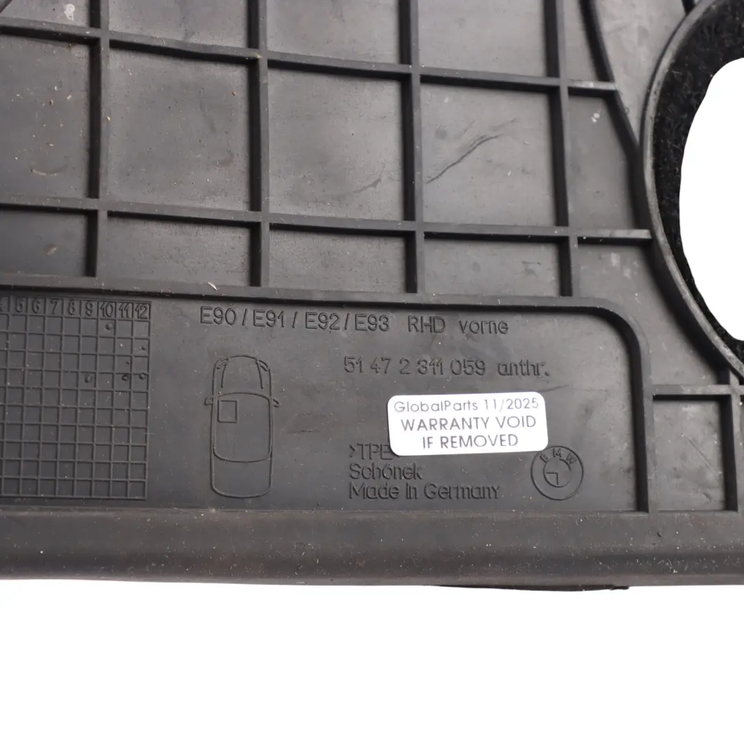 Front Floor Mat All Weather Rubber Cover Left N/S to BMW E90 E91 E92 E93 with Part number 2311059 BMW E90 E91 E92 E93 Front Floor Mat All Weather Rubber Cover Left N/S - SKU RHD-2311059-2 - Part number 2311059