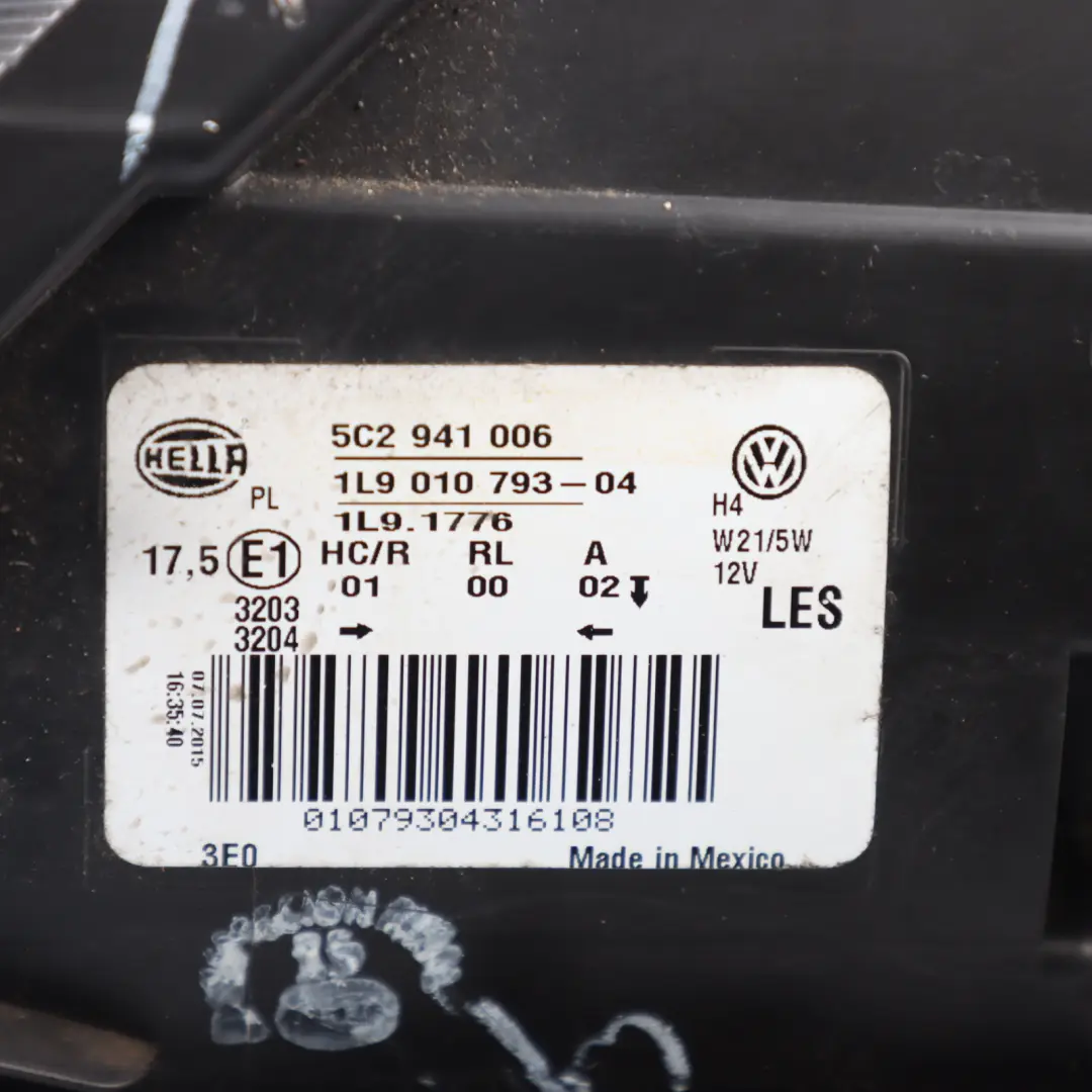 Volkswagen New Beetle 5C Headlight Headlamp Light Lamp Front Right O/S - SKU RHD-5C2941006 - Part number 5C2941006