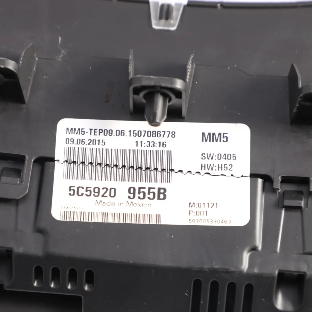 5C Instrument Cluster Speedometer Manual Diesel to Volkswagen Beetle with Part number 5C5920955B Volkswagen Beetle 5C Instrument Cluster Speedometer Manual Diesel - SKU RHD-5C5920955B - Part number 5C5920955B