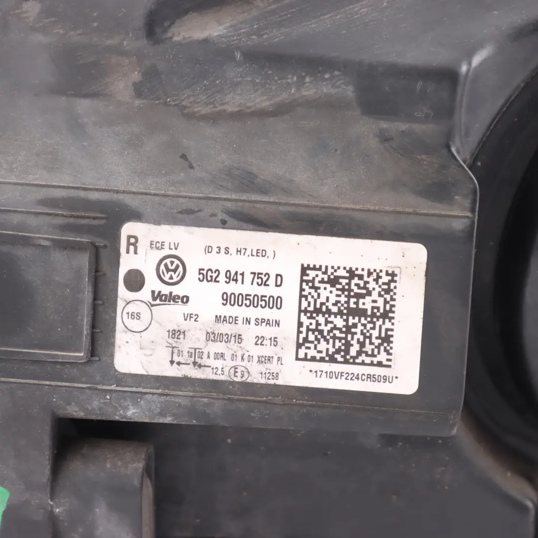 VW Golf VII MK7 R Front Headlight Lamp Right O/S SPARES OR REPAIR - SKU RHD-5G2941752D-1 - Part number 5G2941752D