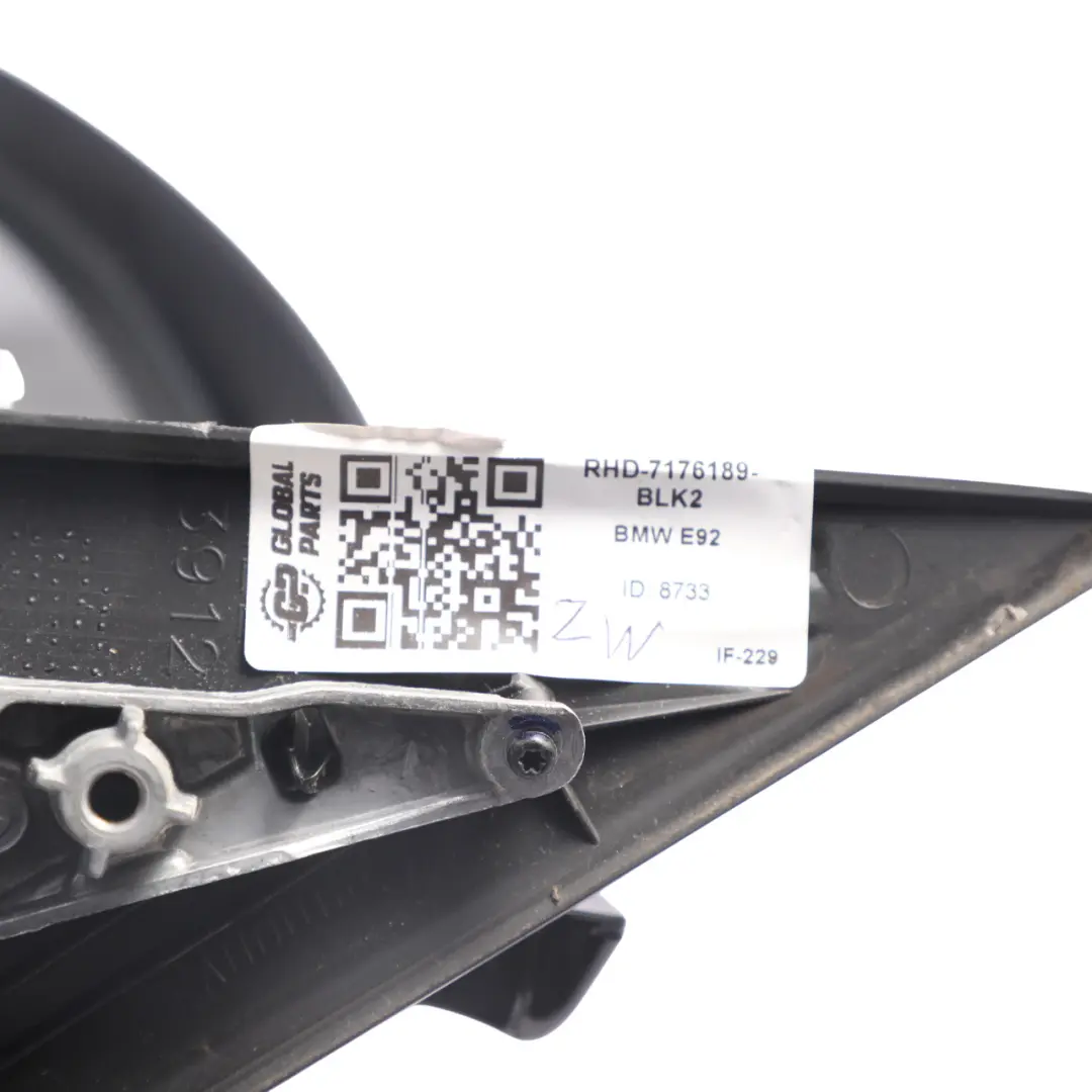  Wing Mirror Door BMW E92 E93 2 M Sport High Gloss Left Memory Heated N/S Black - SKU RHD-7176189-BLK2 - Part number 7176189