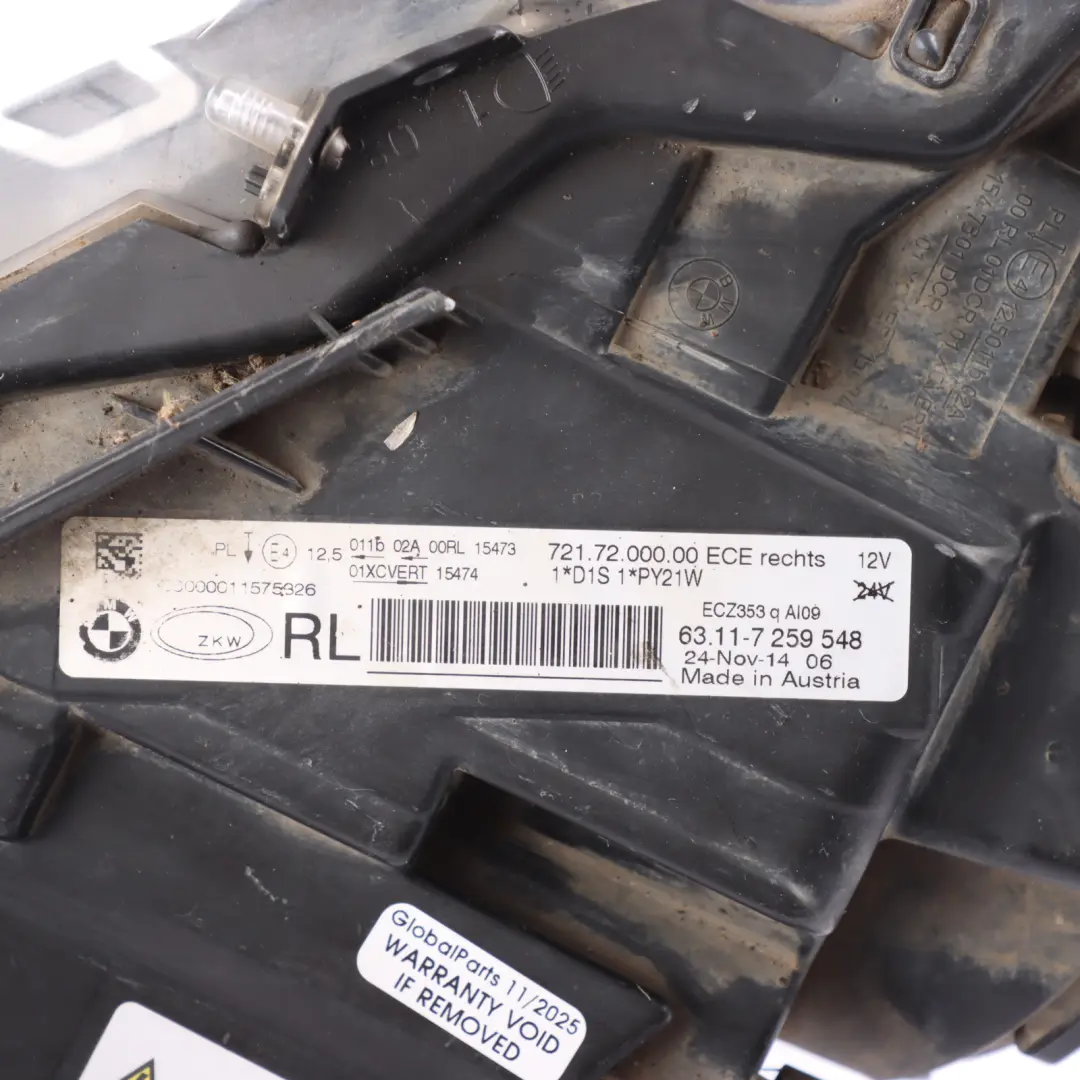 BMW F30 F31 Front Headlight Headlamp Lamp Driver Right O/S 7259548 - SKU RHD-7259548 - Part number 7259540