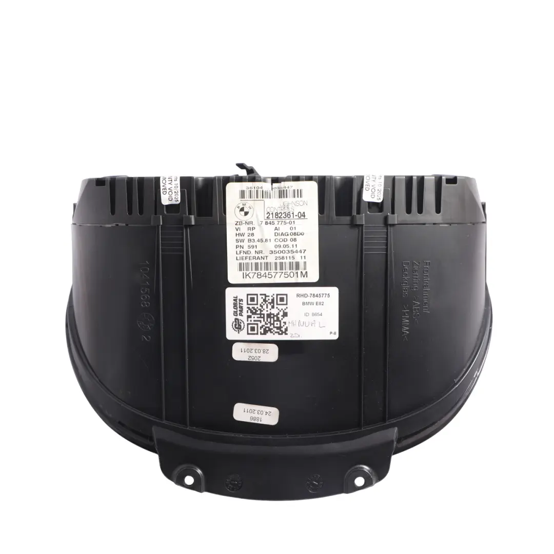 Instrument Cluster Speedometer Clock N54T Petrol Manual to BMW E82 M Coupe with Part number 7845775 BMW E82 M Coupe Instrument Cluster Speedometer Clock N54T Petrol Manual - SKU RHD-7845775 - Part number 7845775