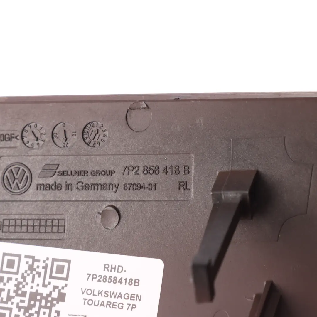 VW Volkswagen Touareg 7P Dashboard Panel Passenger Trim Strip Brown - SKU RHD-7P2858418B - Part number 7P2858418B