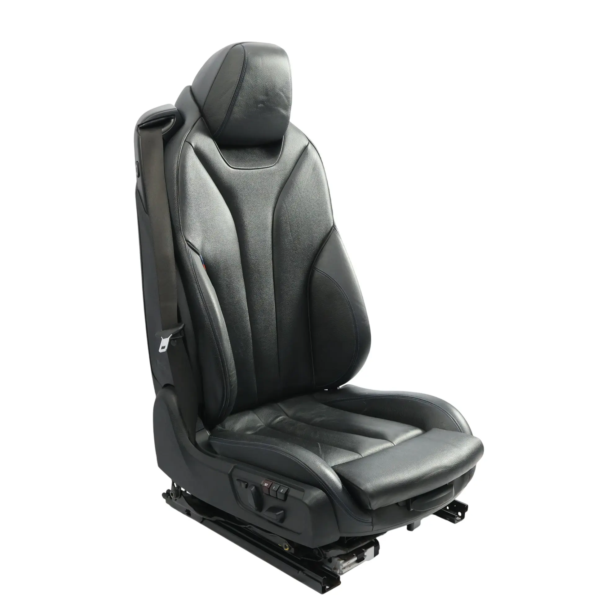 BMW F33 Front Seat Sport Memory Heated Black Leather Blue Stitching Right O/S 