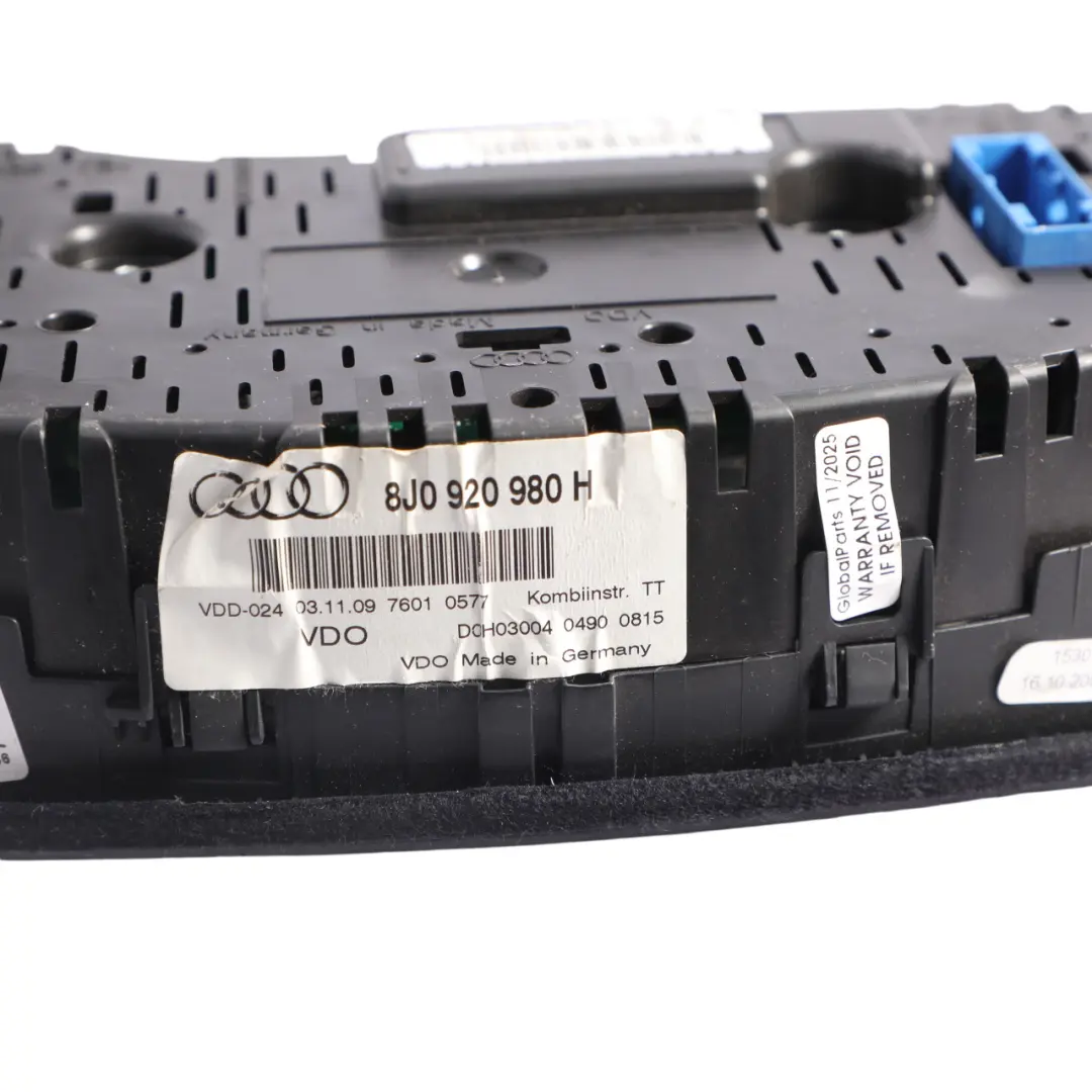Audi TT 8J Petrol Instrument Cluster Speedo Meter Clocks Manual - SKU RHD-8J0920980H - Part number 8J0920980H