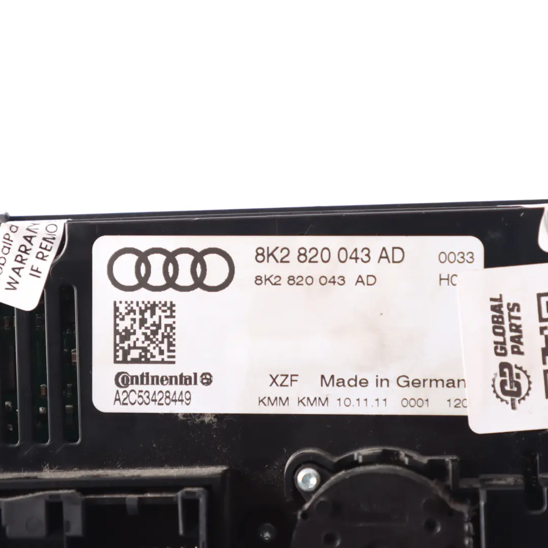 A/C Air Condition Heater Climate Switch Panel to Audi A4 B8 A5 8T with Part number 8K2820043AD Audi A4 B8 A5 8T A/C Air Condition Heater Climate Switch Panel - SKU RHD-8K2820043AD - Part number 8K2820043AD
