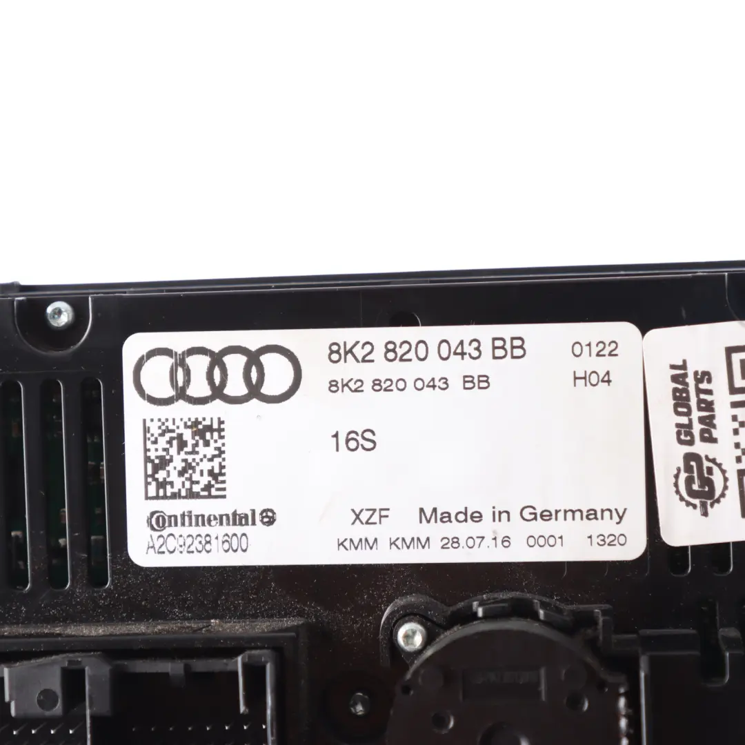 Dashboard Center Heater A/C Climate Control Switch Panel to Audi A5 8T with Part number 8K2820043BB Audi A5 8T Dashboard Center Heater A/C Climate Control Switch Panel - SKU RHD-8K2820043BB-1 - Part number 8K2820043BB