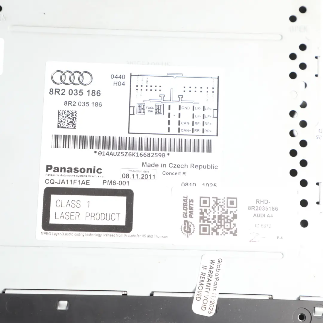 Multimedia Radio CD Player Unit to Audi A4 B8 A5 8T with Part number 8R2035186 Audi A4 B8 A5 8T Multimedia Radio CD Player Unit - SKU RHD-8R2035186 - Part number 8R2035186