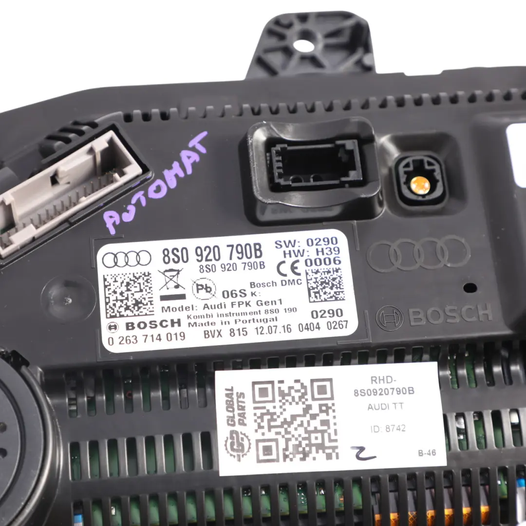 Audi TT FV Petrol Virtual Instrument Cluster Speedo Clocks Automatic - SKU RHD-8S0920790B - Part number 8S0920790B