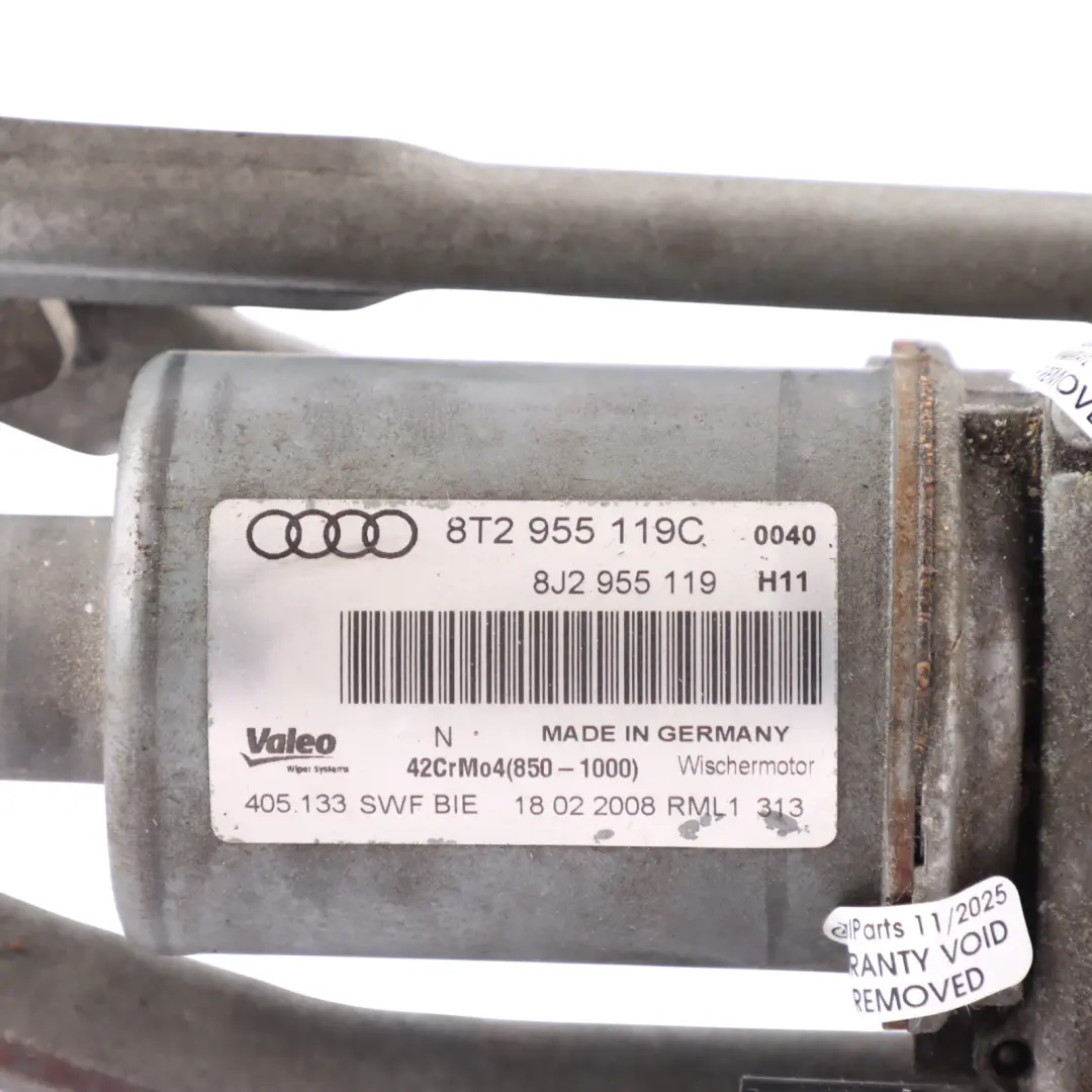 Audi A5 8T Front Windscreen Wiper Motor Linkage Mechanism - SKU RHD-8T2955023D - Part number 8T2955023D