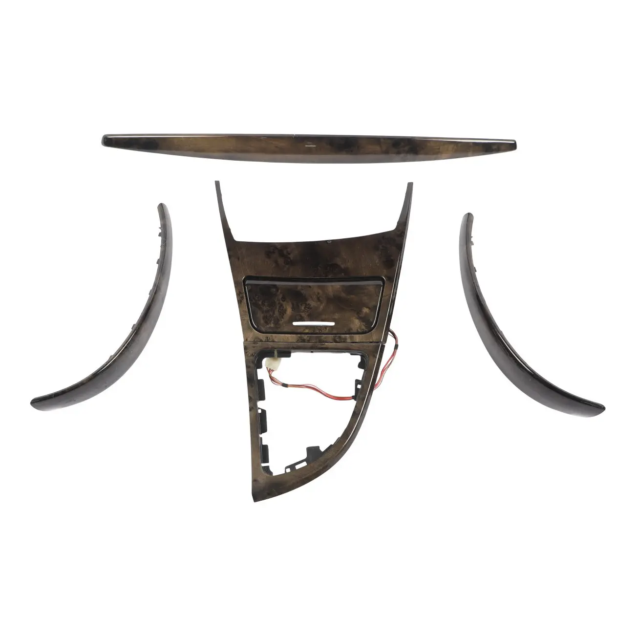 BMW E81 E82 E88 Dashboard Ashtray Trim Strip Wood Poplar Grain Grey Set