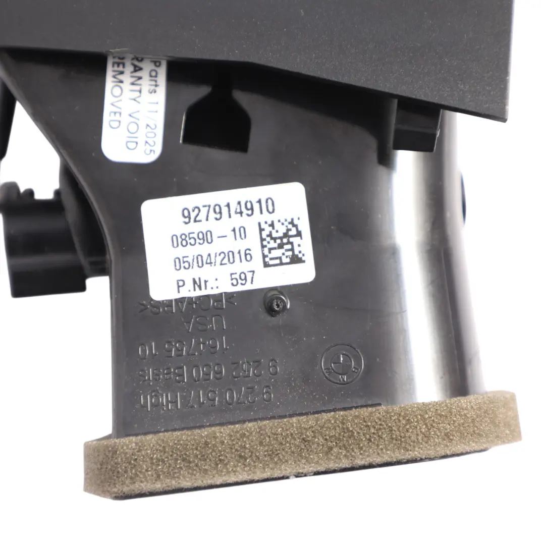 Dashboard Air Vent Grille Nozzle Right O/S to BMW X5 F15 X6 F16 with Part number 9279149 BMW X5 F15 X6 F16 Dashboard Air Vent Grille Nozzle Right O/S - SKU RHD-9279149 - Part number 9279149