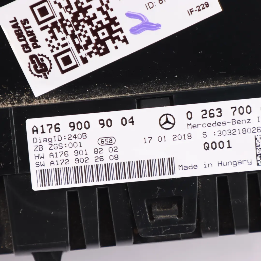 Instrument Cluster Spedometer Gauges Petrol Manual to Mercedes W176 with Part number A1769009004 Mercedes W176 Instrument Cluster Spedometer Gauges Petrol Manual - SKU RHD-A1769009004 - Part number A1769009004