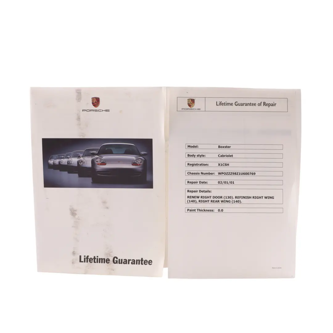Porsche Boxster 986 Service Booklet Owner's Handbook Guide Pouch Case Wallet - SKU WKD98602001 - Part number WKD98602001