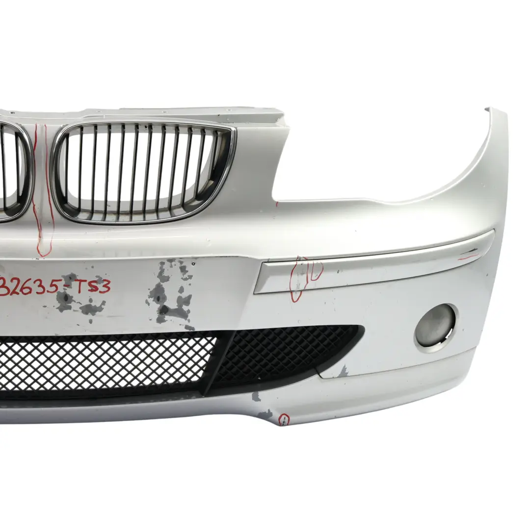 Complete Front Bumper Titansilber Silber Silver Metallic - 354 to BMW E87 with Part number 0032635 BMW E87 Complete Front Bumper Titansilber Silber Silver Metallic - 354 - SKU 0032635-TS3 - Part number 0032635