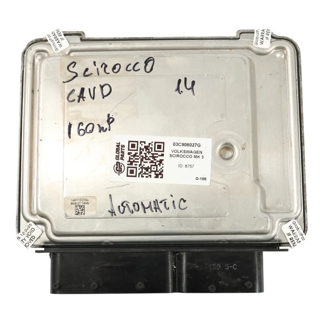 Volkswagen Scirocco Mk3 1.4 TSI CAVD Engine Control ECU Kit Automatic - SKU 03C906027G - Part number 03C906027G