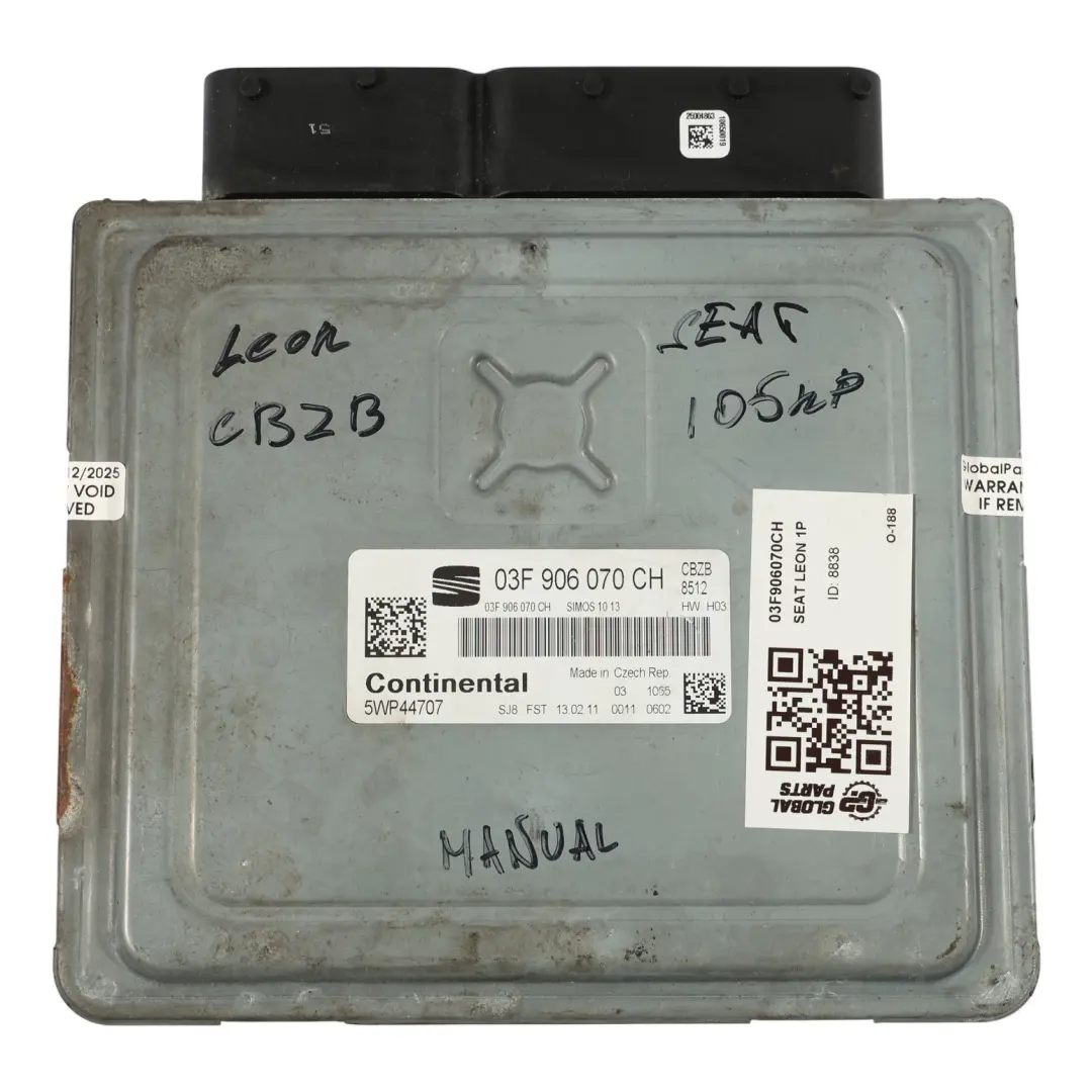 Seat Leon 1P 1.2 TSI CBZB 105HP Modulo Controllo Motore ECU Manuale - SKU 03F906070CH - Numero di parte 03F906070CH