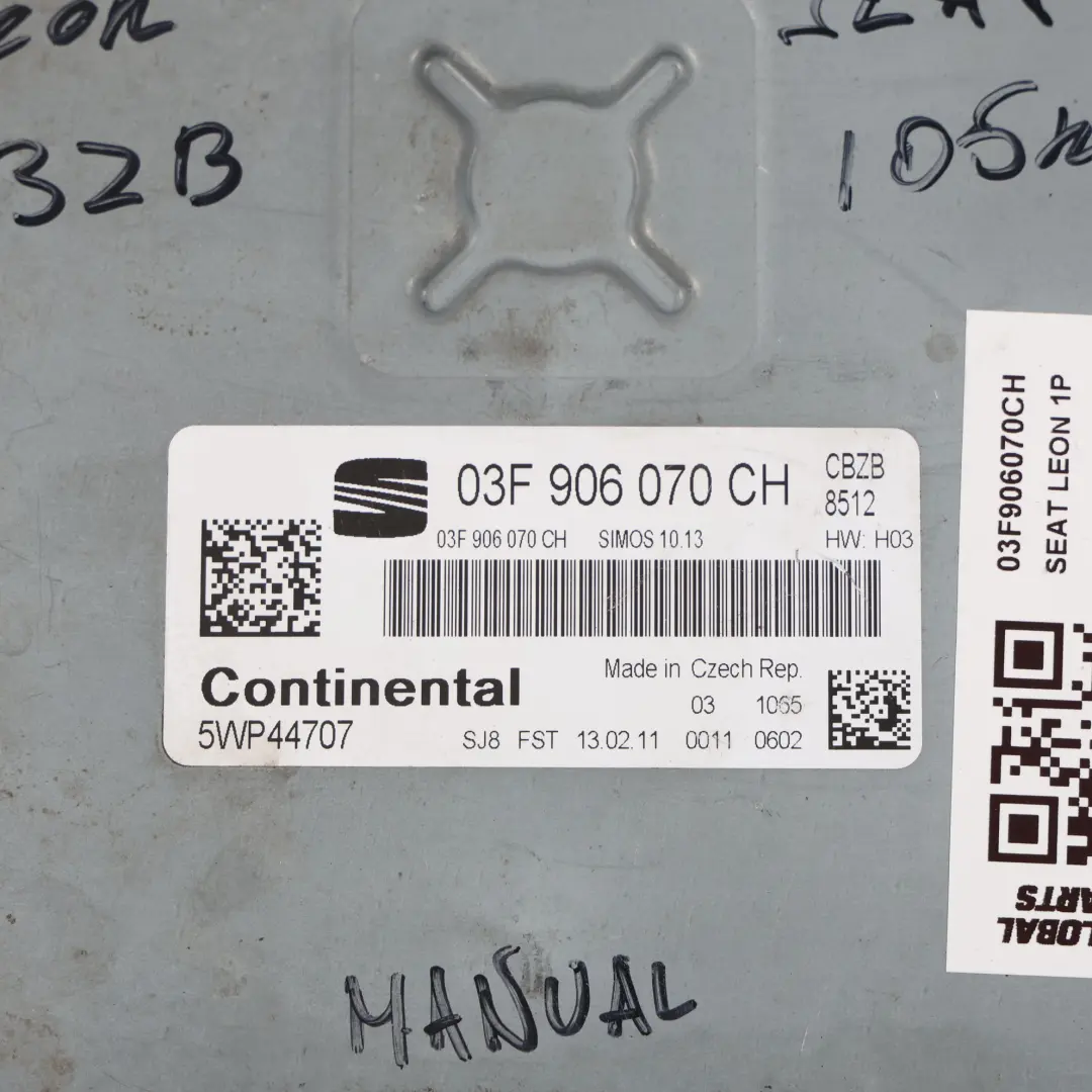Seat Leon 1P 1.2 TSI CBZB 105HP Módulo Control Motor ECU Manual - SKU 03F906070CH - Número de pieza 03F906070CH