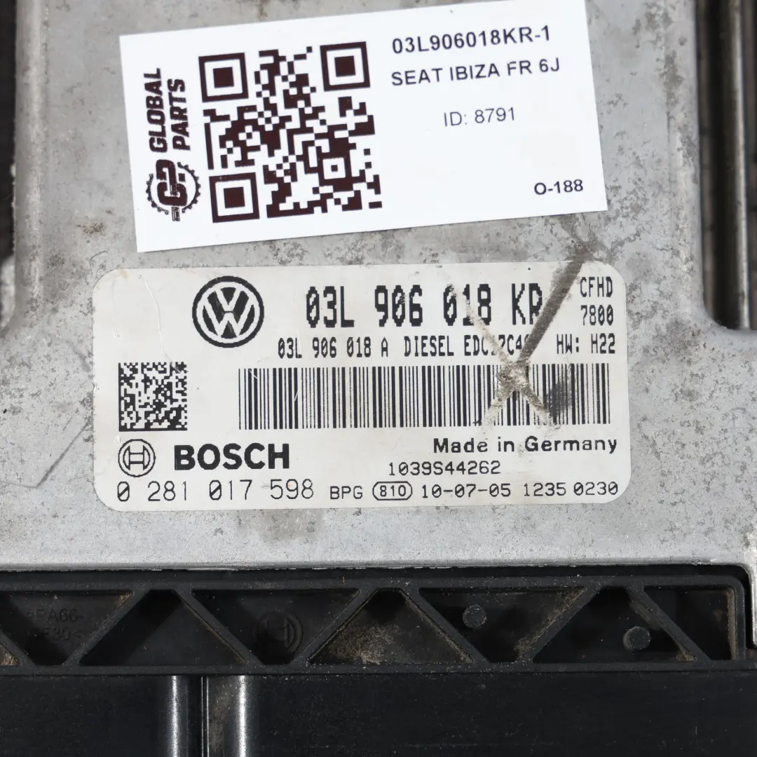 Seat Ibiza 6J IV 2.0 TDI CFHD 143HP Engine Control ECU Manual - SKU 03L906018KR-1 - Part number 03L906018KR