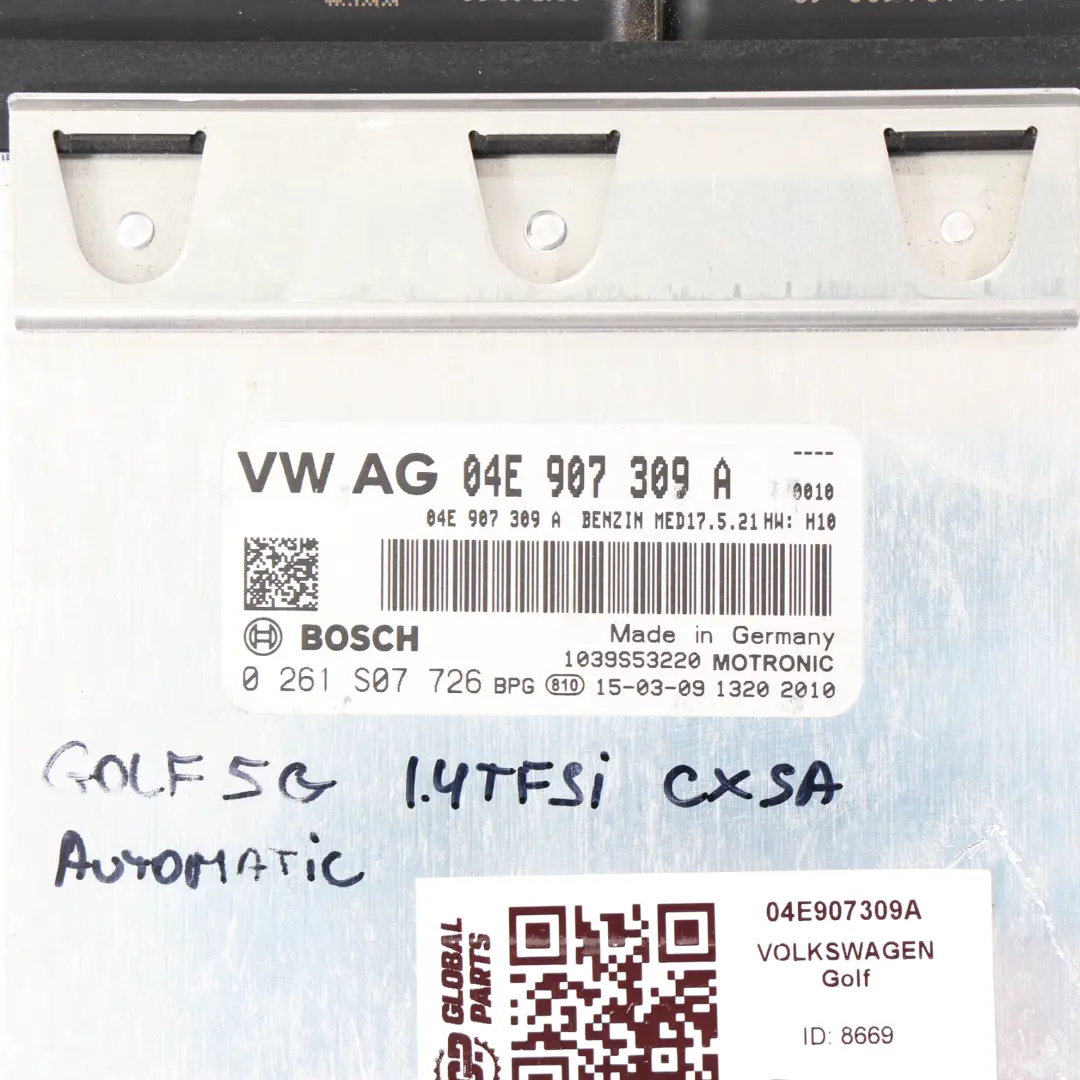 CXSA Sterownik Silnika ECU Automat do Volkswagen Golf Mk7 1.4 TSI o numerze 04E907309A Volkswagen Golf Mk7 1.4 TSI CXSA Sterownik Silnika ECU Automat - SKU 04E907309A - Numer Części 04E907309A
