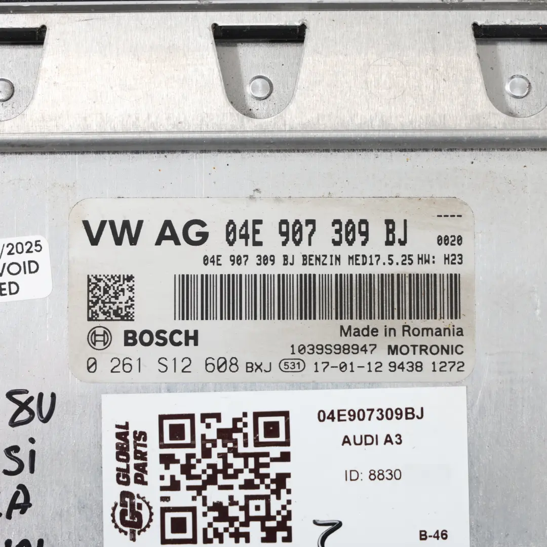 CZEA Module Commande Moteur ECU 04E907309A Manuel pour Audi A3 8V 1.4 TFSI à propos du numéro de pièce 04E907309BJ Audi A3 8V 1.4 TFSI CZEA Module Commande Moteur ECU 04E907309A Manuel - SKU 04E907309BJ - Numéro de pièce 04E907309BJ