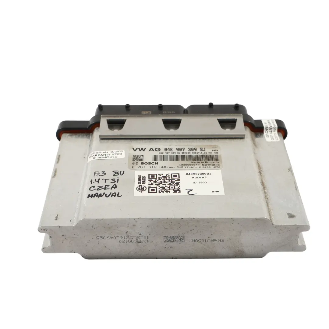 Audi A3 8V 1.4 TFSI CZEA Module Commande Moteur ECU 04E907309A Manuel - SKU 04E907309BJ - Numéro de pièce 04E907309BJ