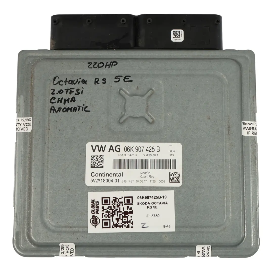 2.0TSI CHHA 220HP ECU Silnika Kit Automat do Skoda Octavia RS 5E o numerze 06K907425B Skoda Octavia RS 5E 2.0TSI CHHA 220HP ECU Silnika Kit Automat - SKU 06K907425B-19 - Numer Części 06K907425B