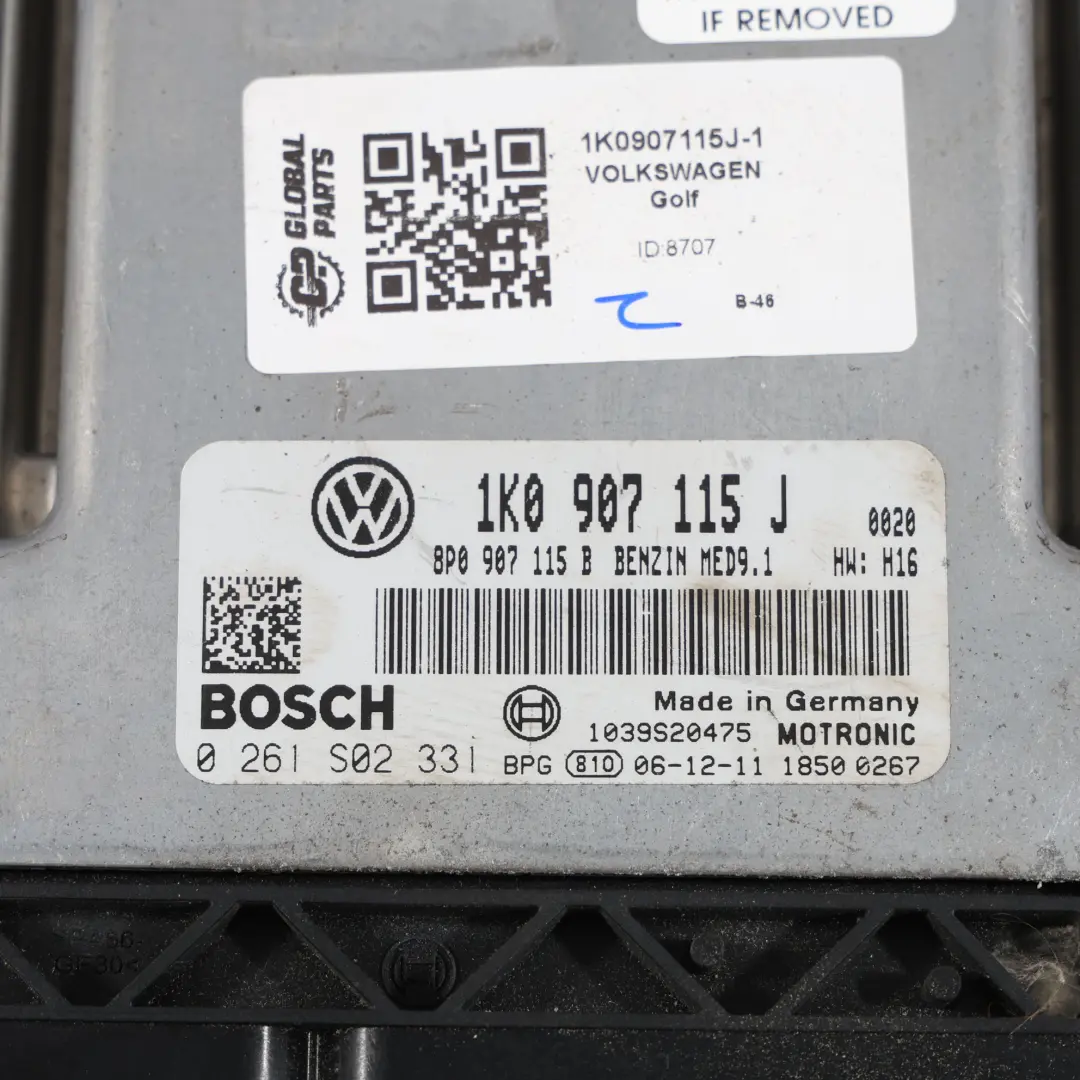 1K V 2.0 TFSI BWA 200HP Unità Motore ECU Automatico per Volkswagen Golf con numero di parte 1K0907115J Volkswagen Golf 1K V 2.0 TFSI BWA 200HP Unità Motore ECU Automatico - SKU 1K0907115J-1 - Numero di parte 1K0907115J