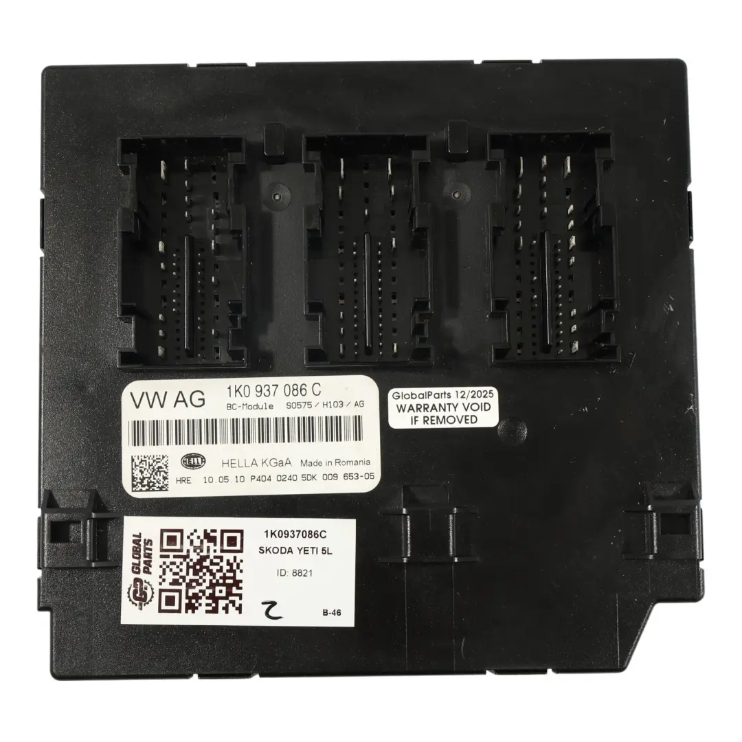 Skoda Yeti 5L Unidad De Control De La Carrocería BCM - SKU 1K0937086C - Número de pieza 1K0937086C