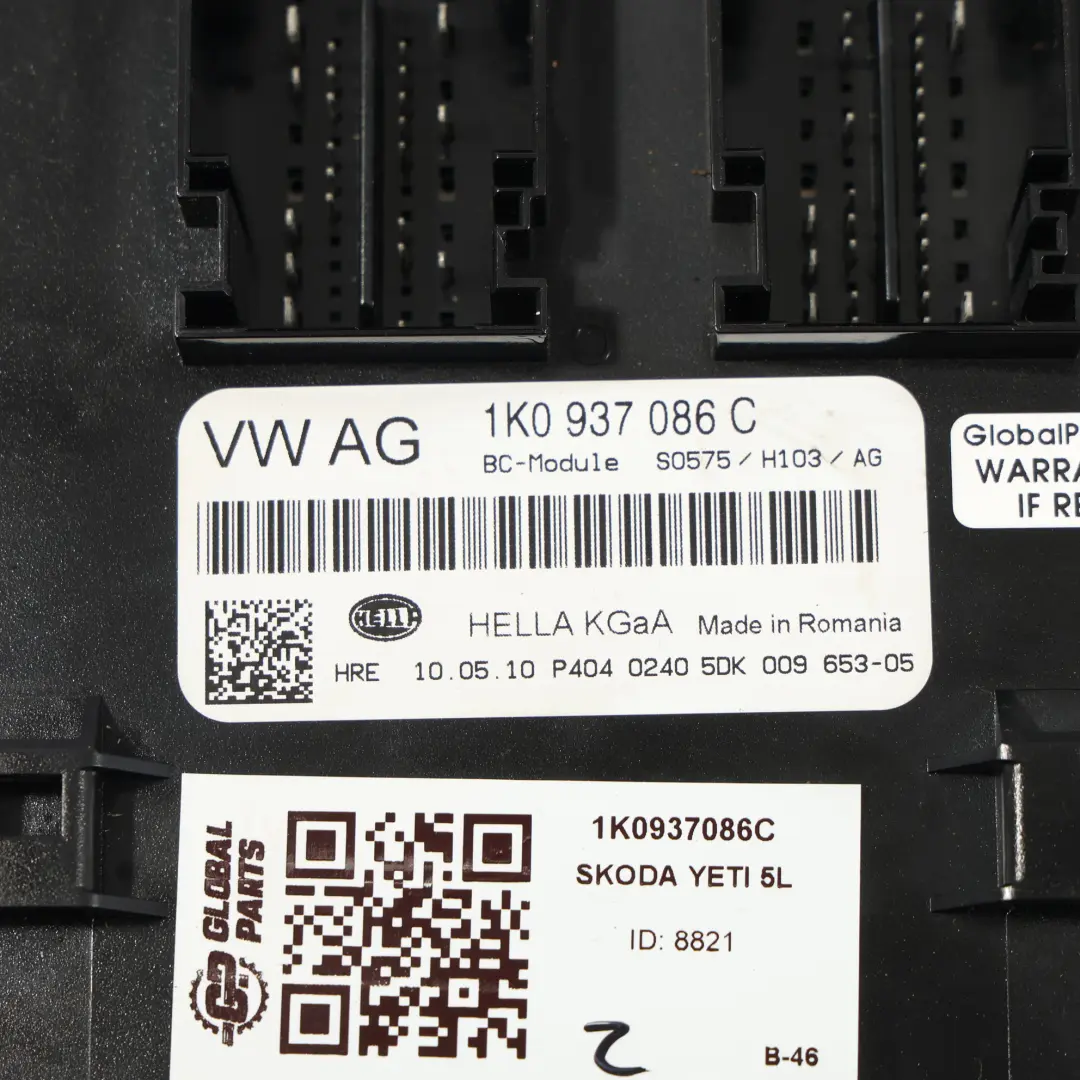 Moduł Komfortu Sterownik Komputer do Skoda Yeti 5L BCM o numerze 1K0937086C Skoda Yeti 5L BCM Moduł Komfortu Sterownik Komputer - SKU 1K0937086C - Numer Części 1K0937086C