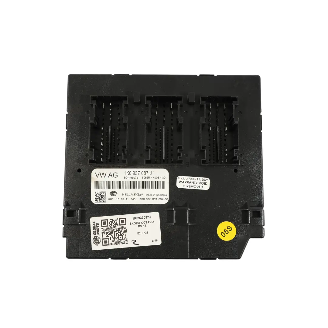 Skoda Octavia II Module De Commande De Carrosserie Confort BCM ECU - SKU 1K0937087J - Numéro de pièce 1K0937087J