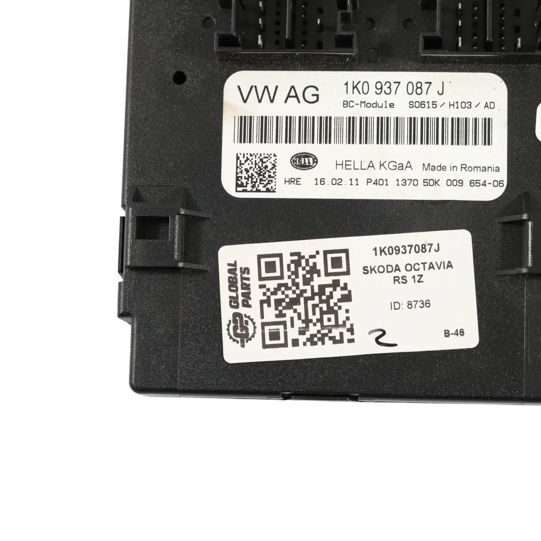 Skoda Octavia II Body Control Module Convenience Unit BCM ECU - SKU 1K0937087J - Part number 1K0937087J