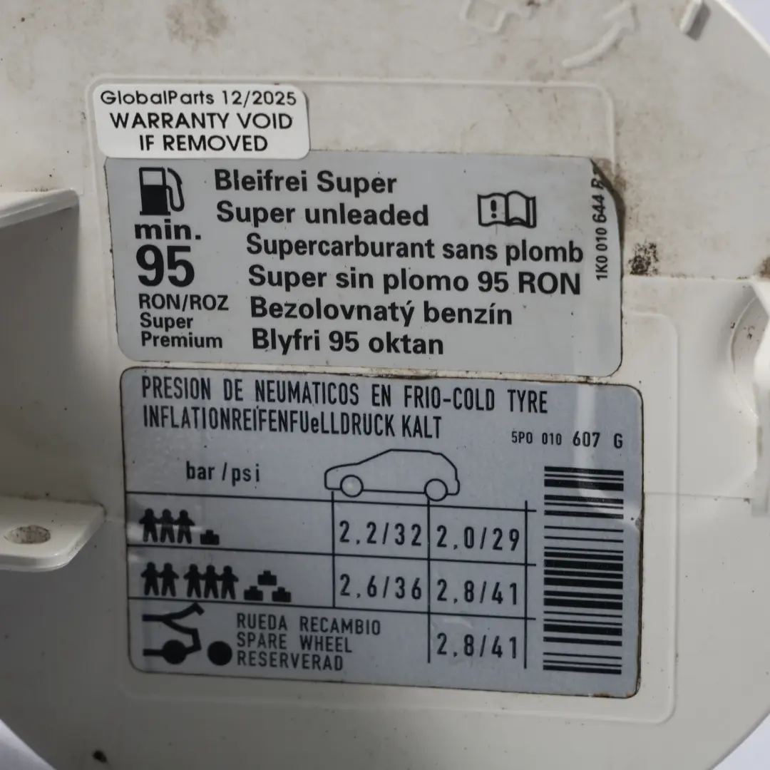 Seat Leon 1P MK2 Panel Tapa Depósito Combustible Candy Blanco B9A F9E 1P0809905 - SKU 1P0809905A-CAN - Número de pieza 1P0809905A