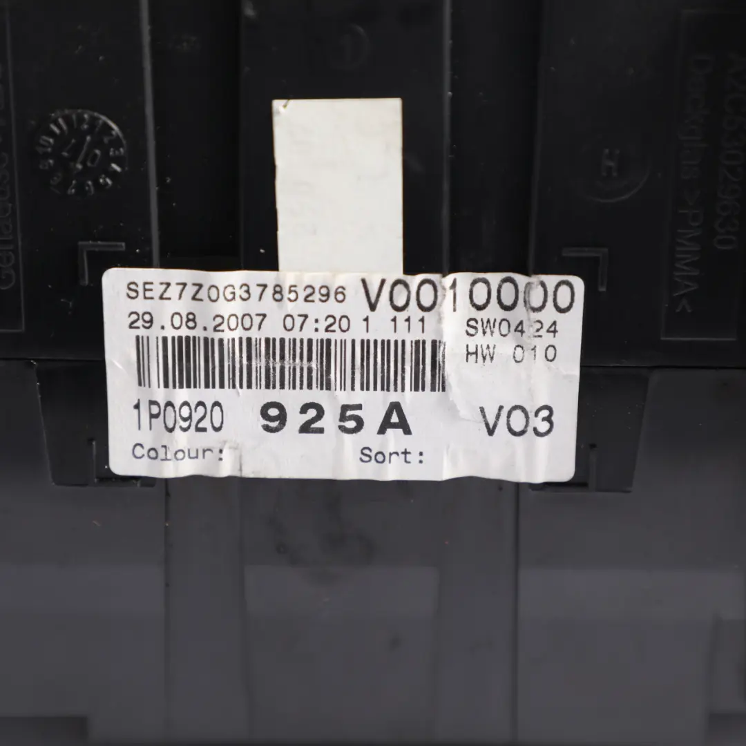 Mk2 1P Instrument Cluster Clocks Diesel Manual to Seat Leon with Part number 1P0920925A Seat Leon Mk2 1P Instrument Cluster Clocks Diesel Manual - SKU RHD-1P0920925A - Part number 1P0920925A