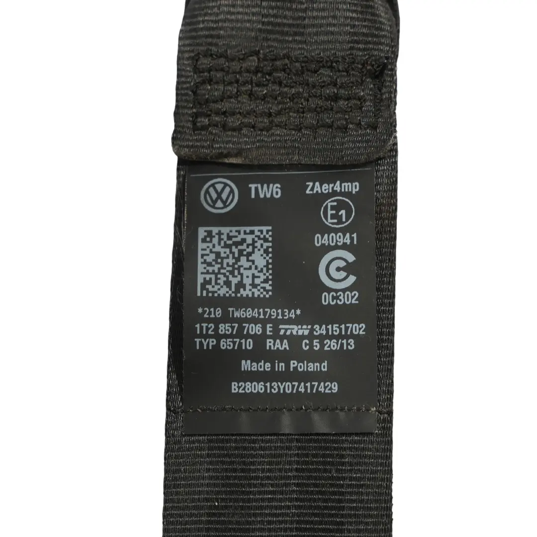 Front Seat Belt Upper Right O/S Driver Side to VW Volkswagen Touran 1T with Part number 1T2857706E VW Volkswagen Touran 1T Front Seat Belt Upper Right O/S Driver Side - SKU RHD-1T2857706E - Part number 1T2857706E