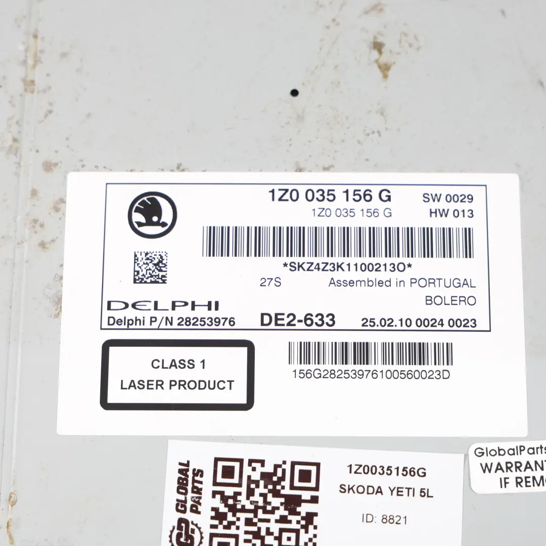 Multimedia Hauptgerät Bolero Radio CD MP3 für Skoda Yeti 5L mit Teilenummer 1Z0035156G Skoda Yeti 5L Multimedia Hauptgerät Bolero Radio CD MP3 - SKU 1Z0035156G - Teilenummer 1Z0035156G