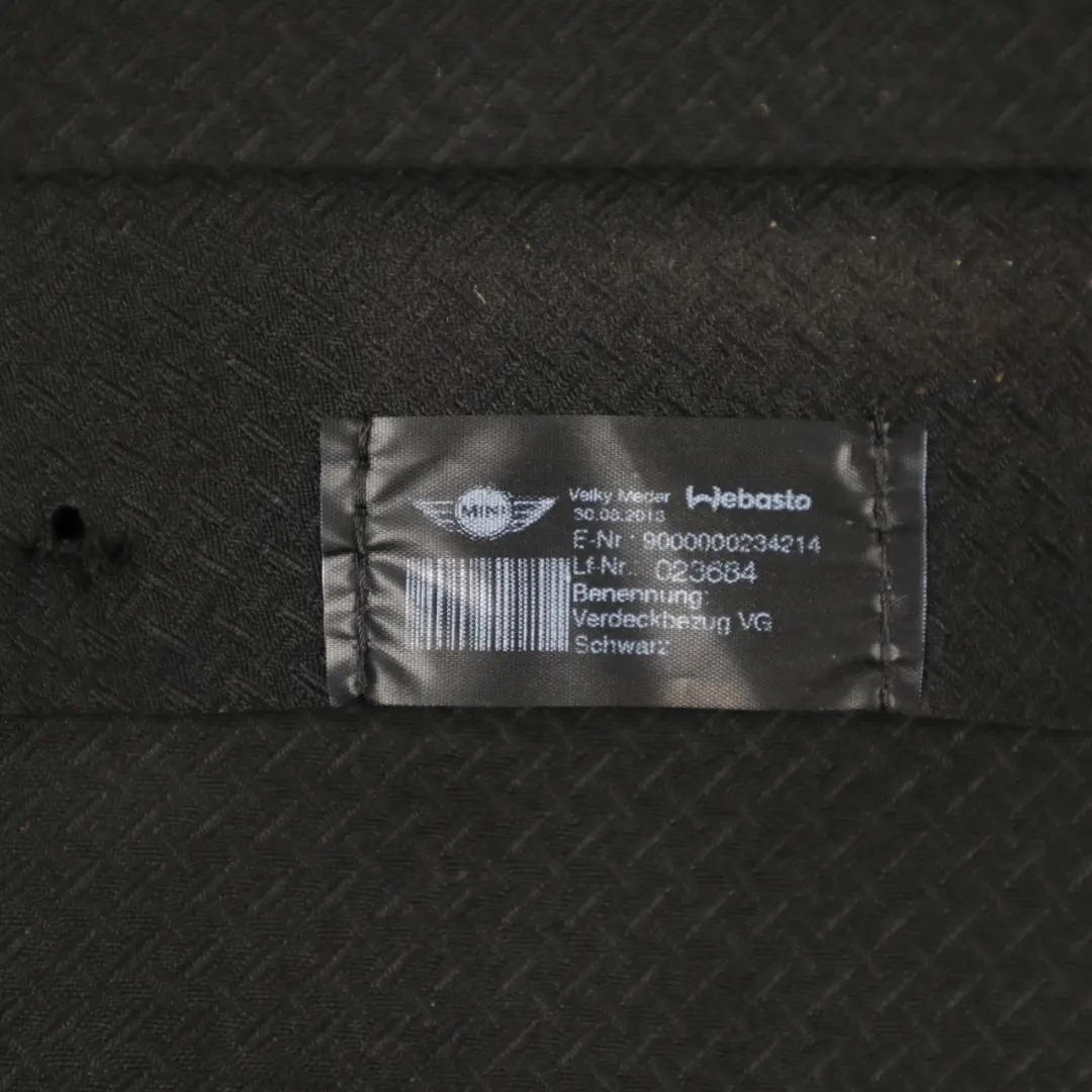 Folding Soft Top Roof Covering Cloth Fabric Black to Mini R59 Roadster with Part number 2759396 Mini R59 Roadster Folding Soft Top Roof Covering Cloth Fabric Black - SKU 2759396-1 - Part number 2759396