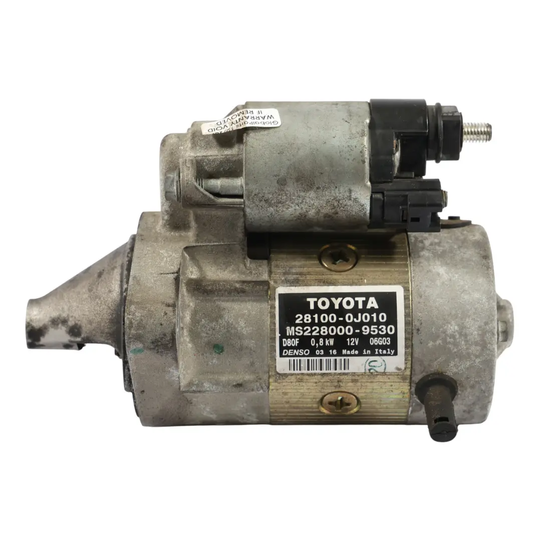 Mk1 XP10 Starter Motor Denso Petrol 1.0 to Toyota Yaris with Part number 281000J010 Toyota Yaris Mk1 XP10 Starter Motor Denso Petrol 1.0 - SKU 281000J010 - Part number 281000J010