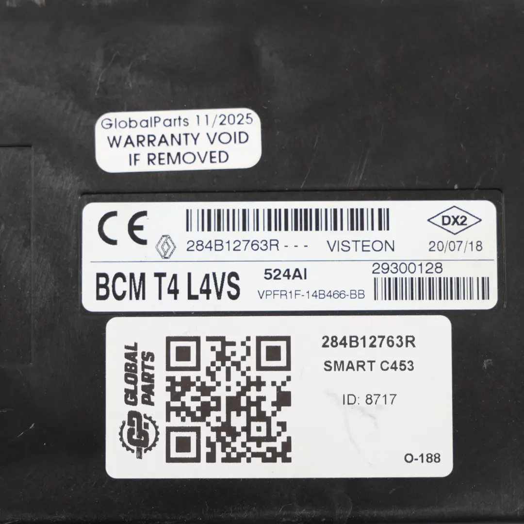 C453 Opel Vivaro Mk2 BCM Módulo control del cuerpo ECU para Smart Fortwo con número de pieza 284B12763R Smart Fortwo C453 Opel Vivaro Mk2 BCM Módulo control del cuerpo ECU - SKU 284B12763R - Número de pieza 284B12763R