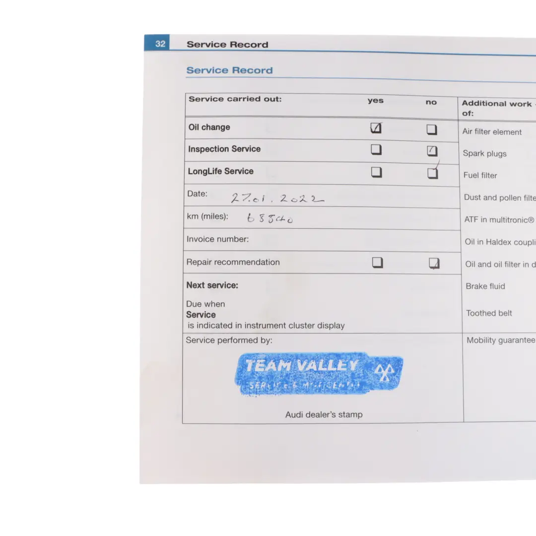 Audi A4 B8 Owner's Handbook Instruction Book Set Wallet Case Pouch - SKU 2915618K220-1 - Part number 2915618K220