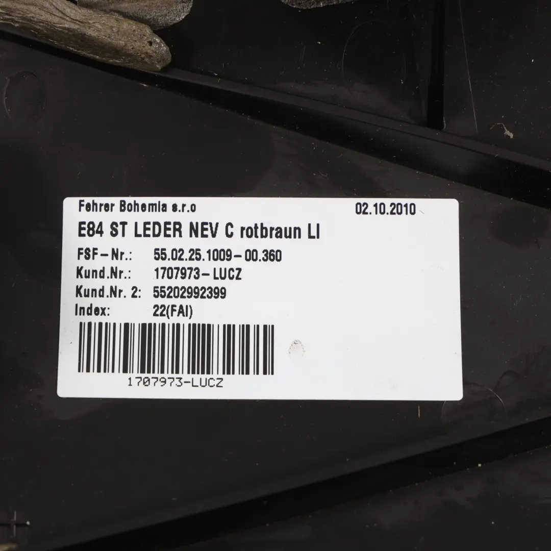 Respaldo Asiento Banco Lateral Acabado Cuero Marrón Trasero Izquierdo para BMW X1 E84 con número de pieza 2992399 BMW X1 E84 Respaldo Asiento Banco Lateral Acabado Cuero Marrón Trasero Izquierdo - SKU 2992399 - Número de pieza 2992399