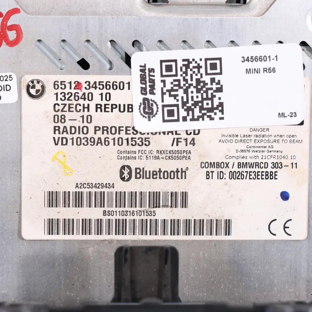 Radio Boost CD Player Unit Head 3456601 to Mini Cooper One R55 R56 R57 LCI R60 with Part number 3456872 Mini Cooper One R55 R56 R57 LCI R60 Radio Boost CD Player Unit Head 3456601 - SKU 3456601-1 - Part number 3456872
