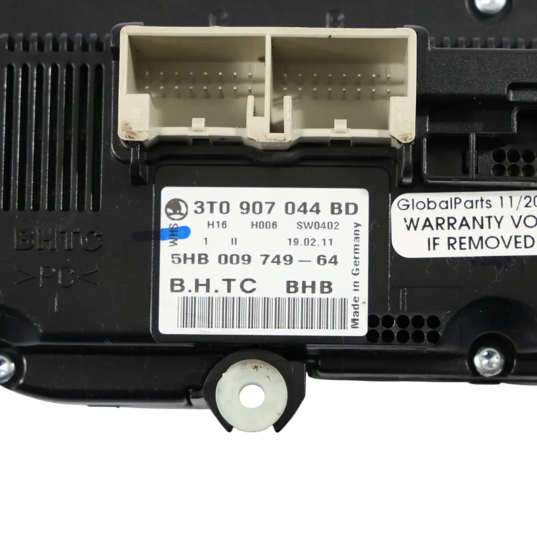 Skoda Octavia Mk2 1Z Climate Control A/C Switch Panel Control Unit - SKU 3T0907044BD - Part number 3T0907044BD