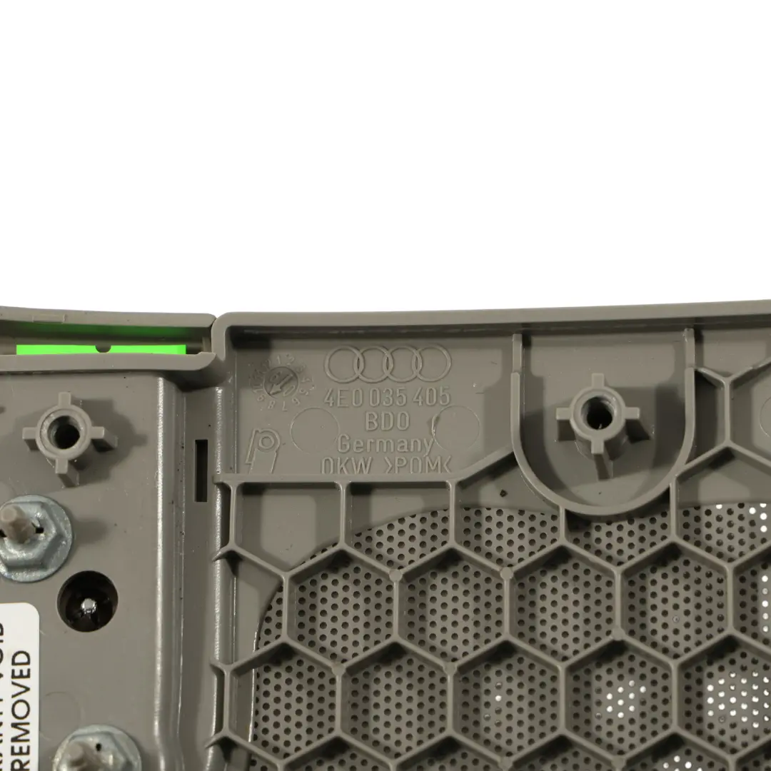 Osłona Maskownica Głośnika Lewy Przód Bose Szara do Audi A8 S8 D3 o numerze 4E0035405 Audi A8 S8 D3 Osłona Maskownica Głośnika Lewy Przód Bose Szara - SKU 4E0035405 - Numer Części 4E0035405